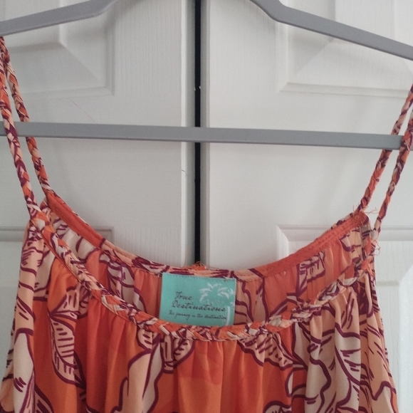 True Destinations Orange Floral Maxi Dress Coverup XS - Picture 12 of 13